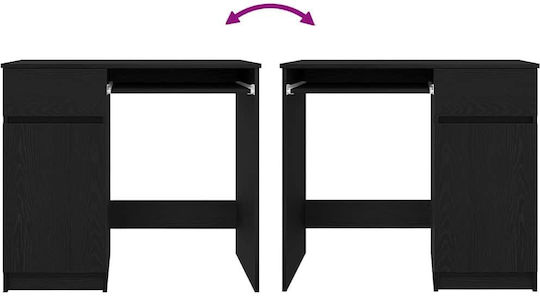 Birou De Lemn Negru Stejar 86x49x76cm