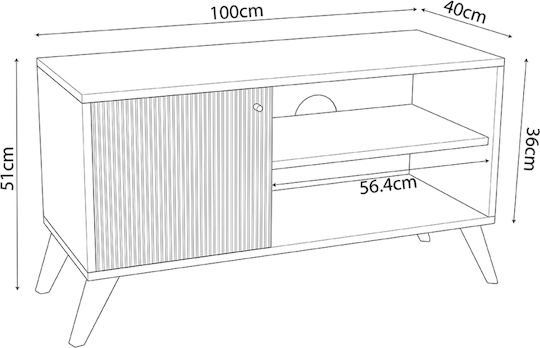 TV Stand Kruden Black-Natural 100x40x51cm