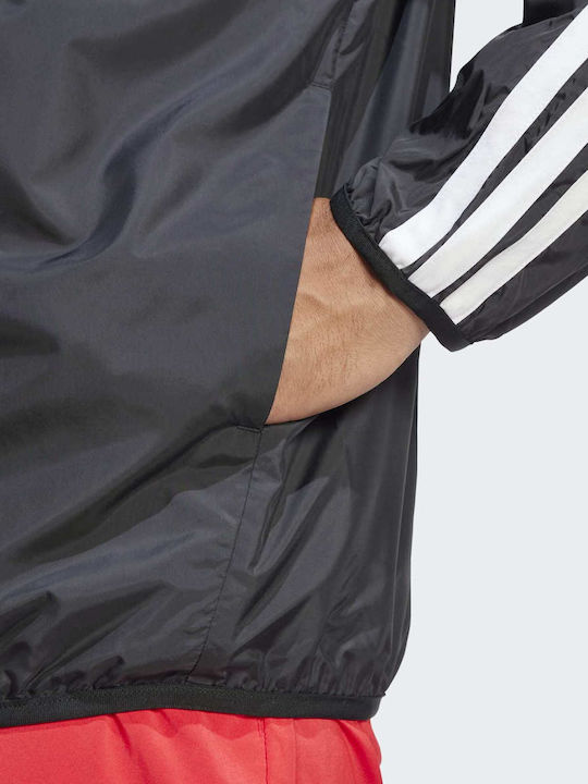 Essentials 3-Stripes Спортно Яке Ветроустойчиво Черно/Бяло