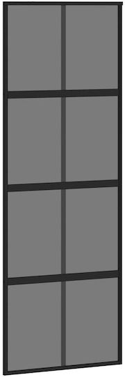 Vidaxl Συρόμενη Πόρτα Σετ Υλικού Μαύρο 76x205 Cm Γυαλί Μετριασμένο Μαύρο