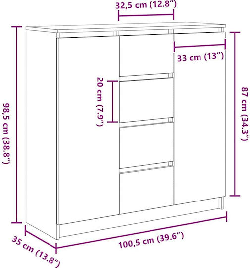 Comoda pentru Dormitor Gri 100.5x35x98.5buc