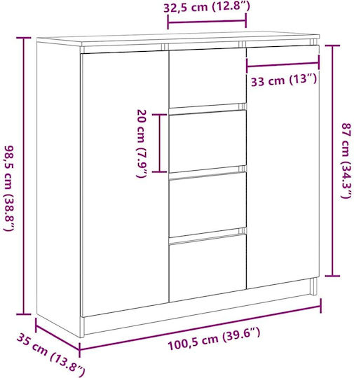 Συρταριέρα Креватокамарас Дървена Кафяв 100.5x35x98.5бр