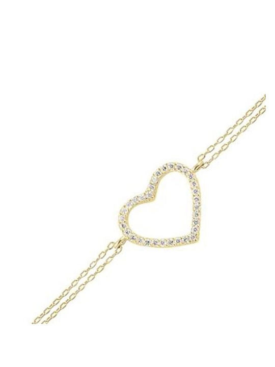 Paraxenies Bracelet Chain with design Heart made of Silver Gold Plated with Zircon