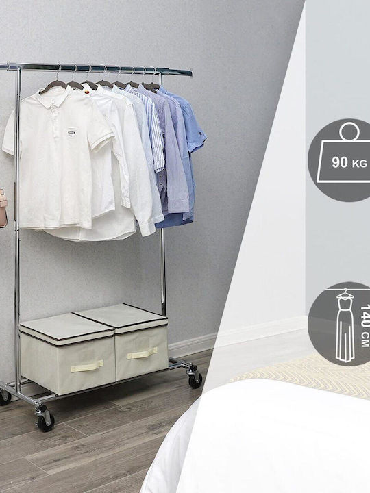 Songmics Rollbar Kleiderständer Silber 92x45.4x160cm
