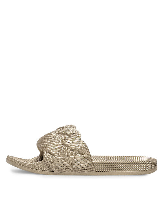 Damen-Flip-Flops - Hausschuhe in Gold Farbe