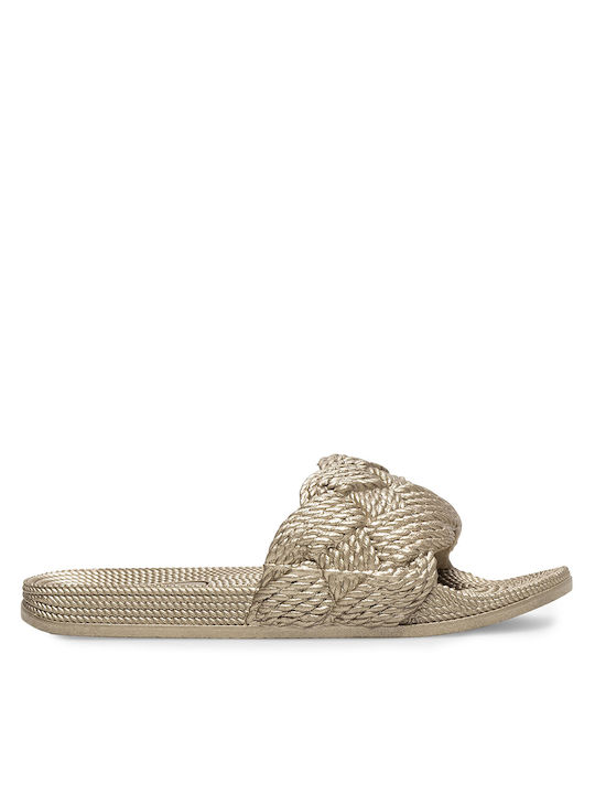 Damen-Flip-Flops - Hausschuhe in Gold Farbe