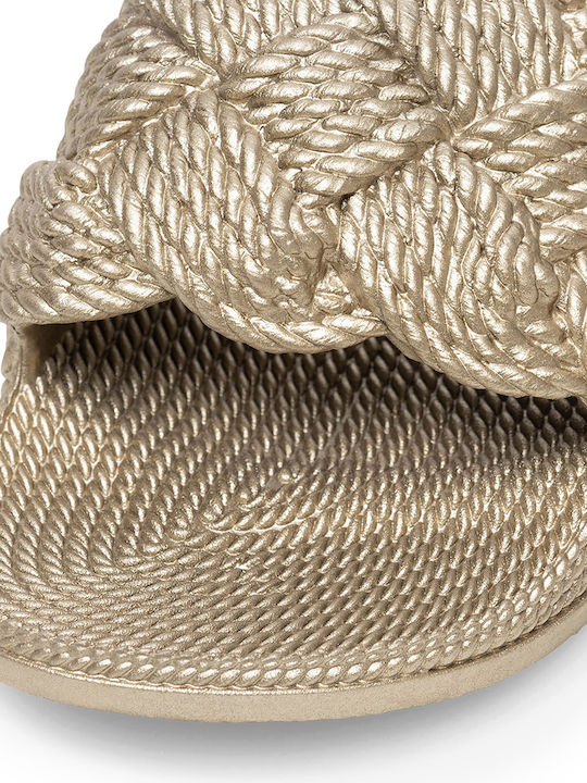 Damen-Flip-Flops - Hausschuhe in Gold Farbe