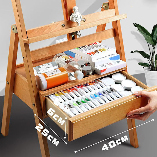 Șevalet din lemn cu sertar pentru depozitare Ebest Drawing Beech