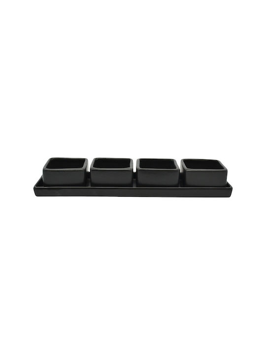 Ankor Ornorderieră Ceramică 4 Sloturi Neagră Ø32xÎ4.8cm L32xL8.2xÎ4.8cm