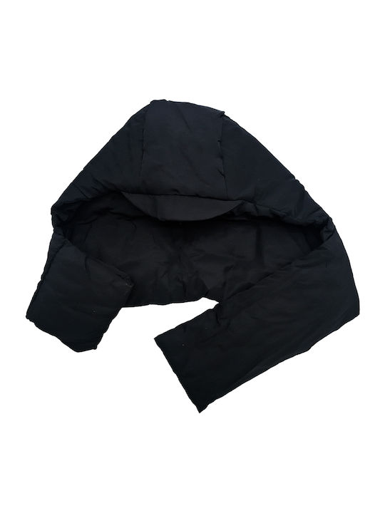 Winter Fabric Hat with Puffed Scarf Lining Unisex Black