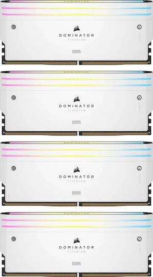 Corsair Dominator Titanium RGB XMP White 64GB DDR5 RAM with 4 Modules (4x16GB) and 6400 Speed for Desktop