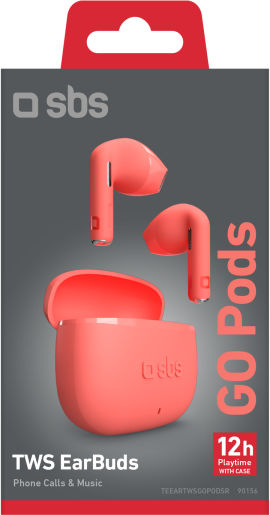 SBS GO Pods Earbud Bluetooth Handsfree Ακουστικά με Θήκη Φόρτισης Κόκκινα