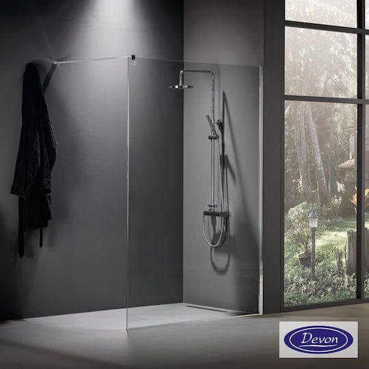 Devon Iwis Walk-in Διαχωριστικό Ντουζιέρας 87-89x185cm Clean Glass Chrome