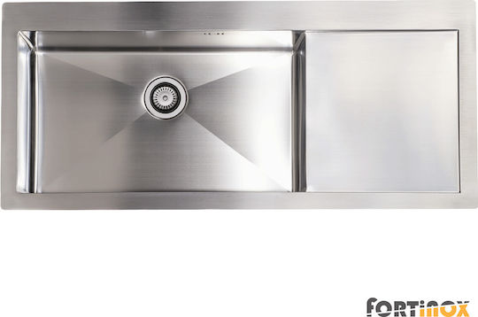 Fortinox Squadro 29115R-110 Drop-In Sink Right Inox Satin W116xD51cm Silver