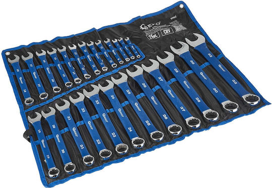 Set 25 Fixed Ring Combination Wrenches Anti-slip Rubber Handle Grip 6-32mm