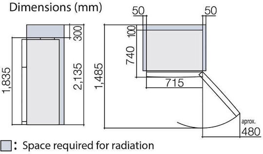Hitachi Ψυγείο Δίπορτο 450lt Total NoFrost Υ183.5xΠ71.5xΒ74εκ. Inox R-V541PRU0-1 BSL
