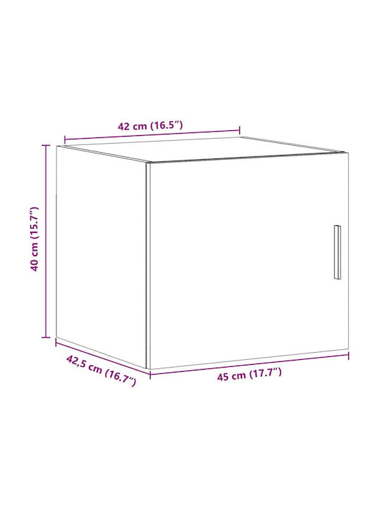 Wall-Mounted Living Room Cabinet Made of Particle Board White 45x42.5x40cm