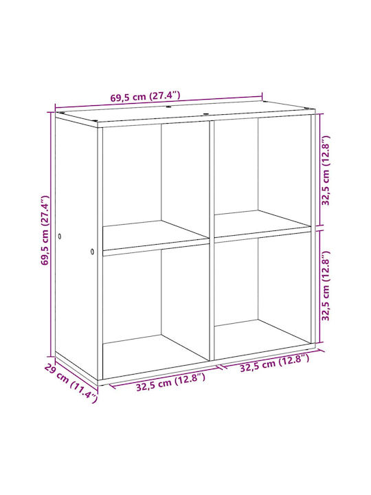 Grey Bookcase 69.5x29x69.5 cm