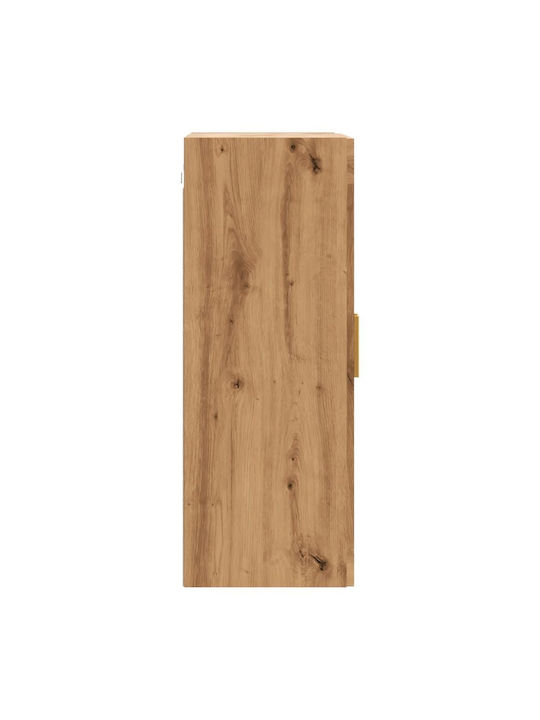 Wall Living Room Display Cabinet made of Particleboard with Glass Brown 69.5x34x90cm