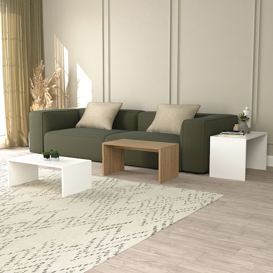 Правоъгълен Комплект Zigon Bentil Дървен Sonoma-Бял 3 Броя 65x35x45см