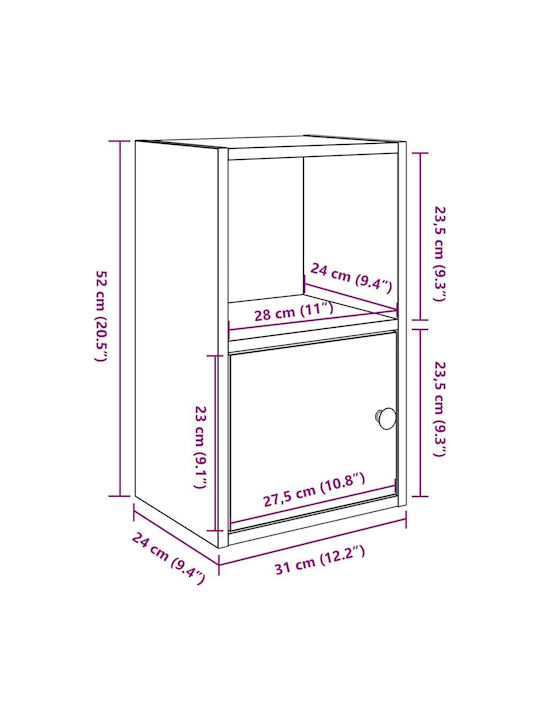 Wooden Bookcase 31x24x52cm