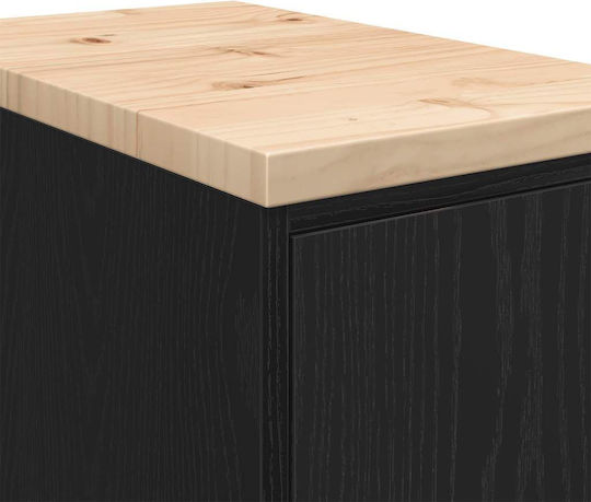 Ντουλάπι Σαλονιού από Μασίφ Ξύλο Μαύρο 30x51x85cm