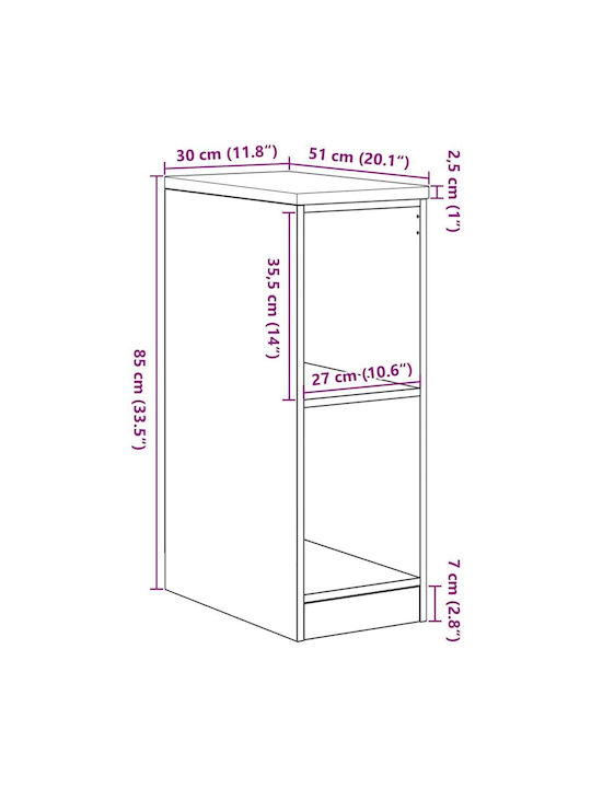 Dulap De Depozitare Pentru Birou Din Lemn Masiv Nuanță De Lemn 30x51x85cm