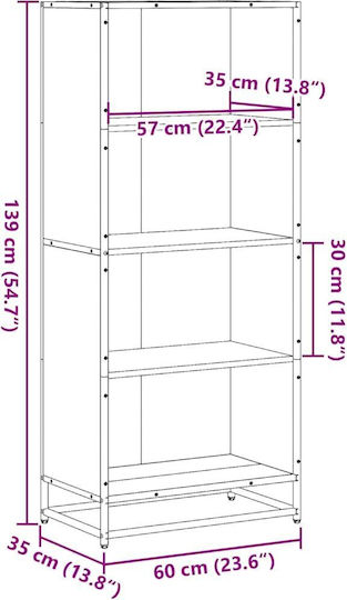Βιβλιοθήκη Μαύρο 60x35x139εκ.