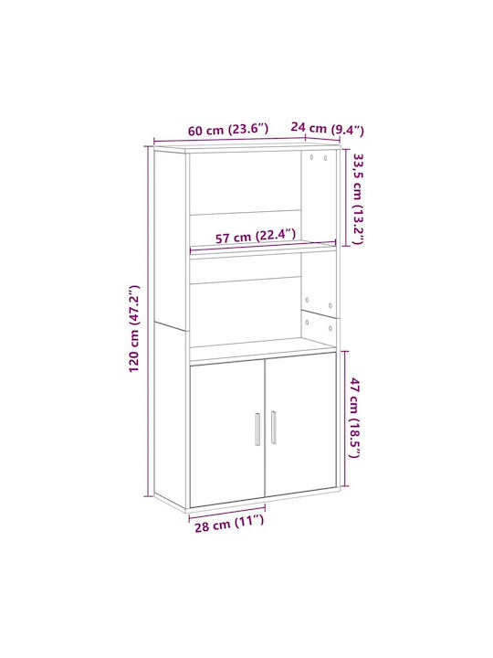 Sonoma Oak Bookcase 60x24x120cm