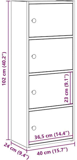 Шкаф за дневна от ПДЧ Сив Sonoma 40x24x102см
