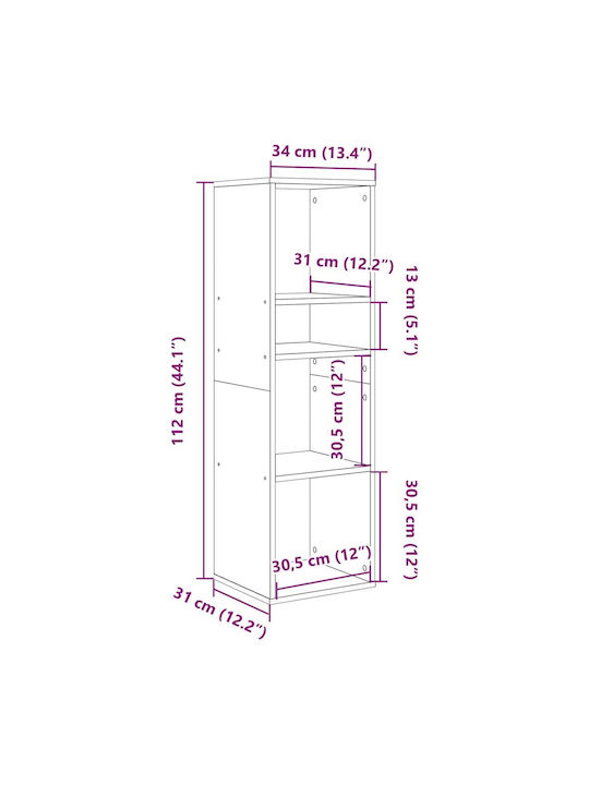 Brown Bookcase 34x31x112cm