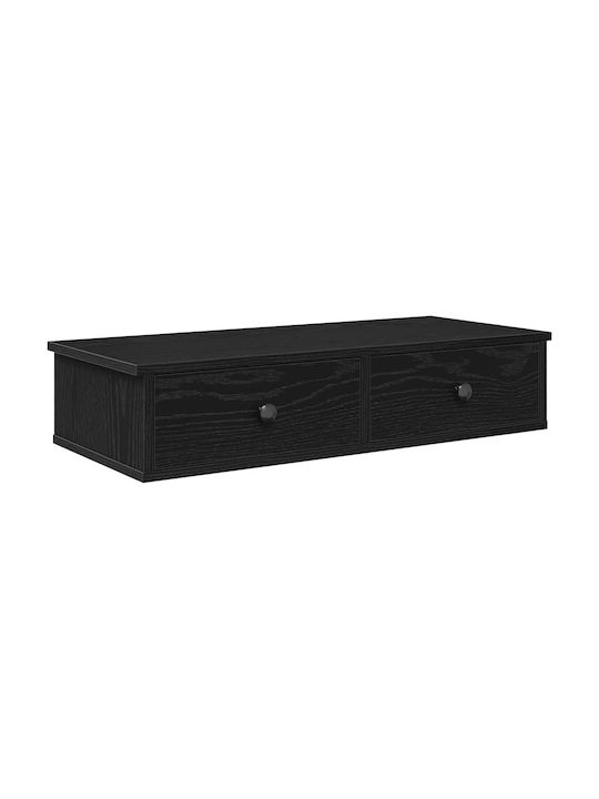 Shelf Wall Black Velvet-Black Metal 80x34x17cm