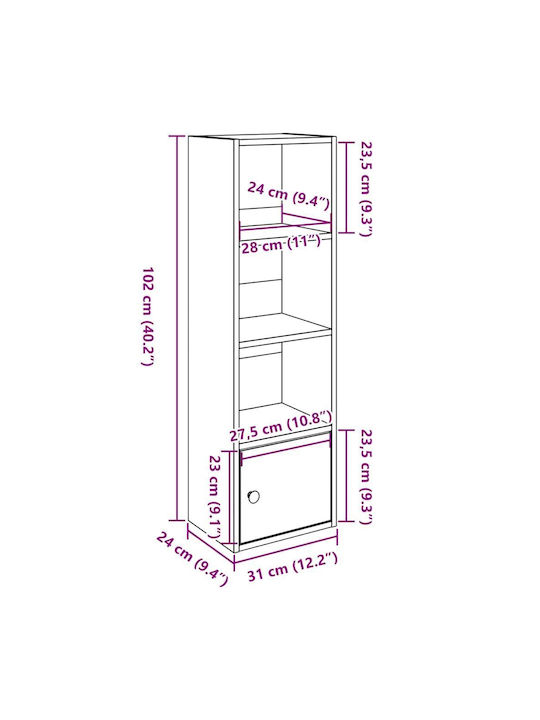 Bibliotecă Maro 31x24x102cm