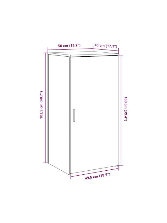 Living Room Display Cabinet Made of Particle Board White 50x45x103.5cm