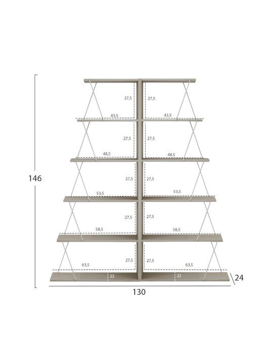 Mini Tars Sonama Bookcase White (2 Pieces) 65x24x146cm