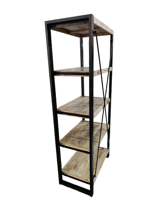 Bookcase Asha Black / Natural 80x45x185cm