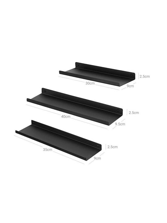 Raft De Perete Negru 40x9.5x2.5cm