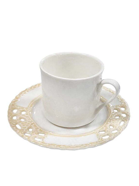 Cup Saucer Сет Чаши Кафяв от Порцелан Кафяв 6бр