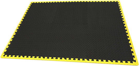 Eva Foam Floor Protection Tiles Puzzle Type 6 Pieces Non-slip Black and Yellow Floor 61x61cm Hbm Machines