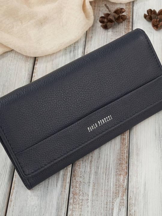 Μεγάλο Δερμάτινο Γυναικείο Πορτοφόλι με RFID Navy Μπλε