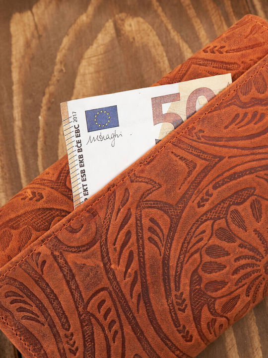 Large Leather Women's Wallet with RFID Orange