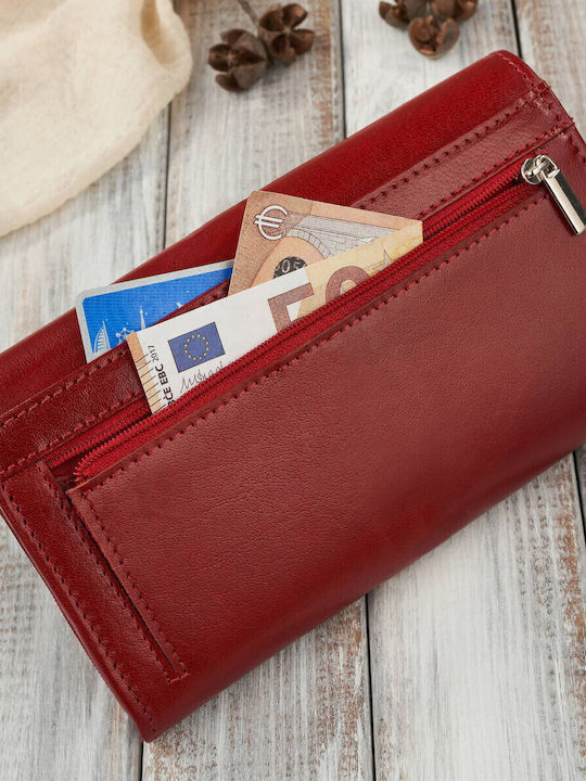 Large Leather Women's Wallet Classic with RFID Red
