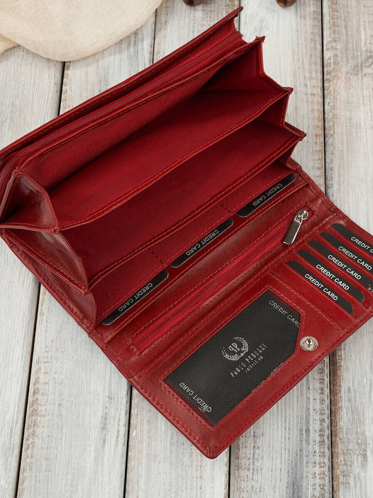 Large Leather Women's Wallet Classic with RFID Red