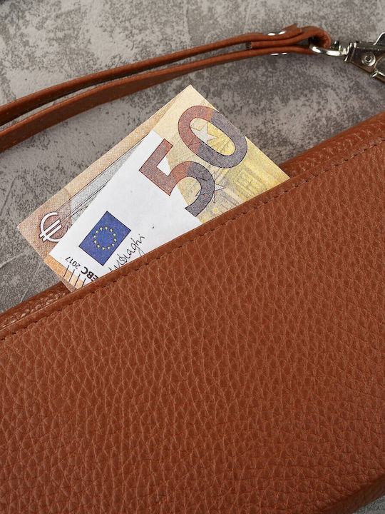 Mare Din piele Portofel de damă Clasice cu RFID Tabac maro