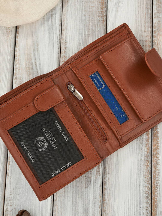 Small Leather Women's Wallet Classic with RFID Tabac Brown