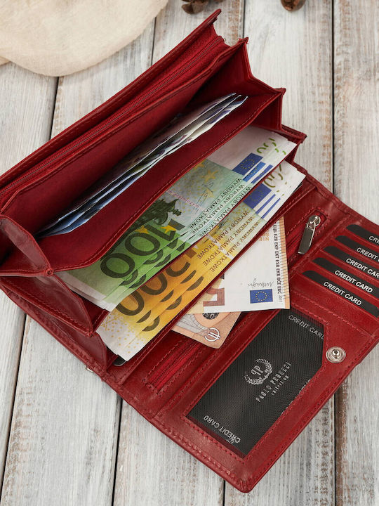 Large Leather Women's Wallet Classic with RFID Red
