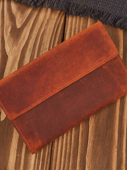 Large Leather Women's Wallet Classic with RFID Orange