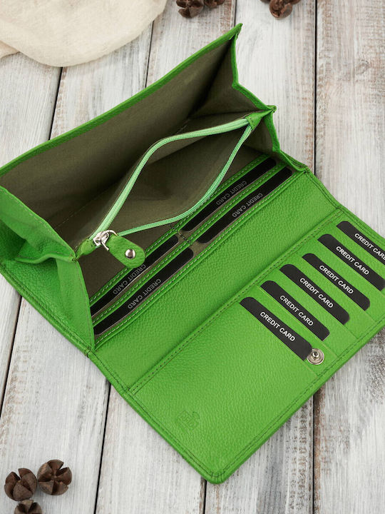 Large Leather Women's Wallet Classic with RFID Green