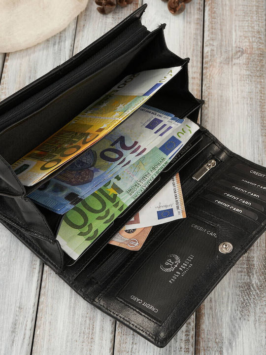 Μεγάλο Δερμάτινο Γυναικείο Πορτοφόλι με RFID Μαύρο