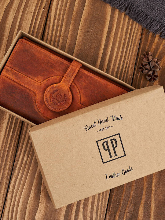 Large Leather Women's Wallet Classic with RFID Orange